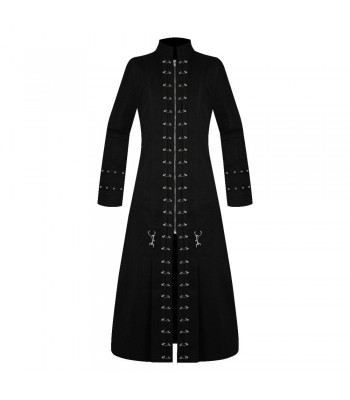 Men Gothic Coat Black Punk Pin Head Vampire Coat